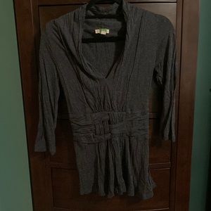 Anthropologie ETT taia Charcoal Gray 3/4 Sleeve Top S